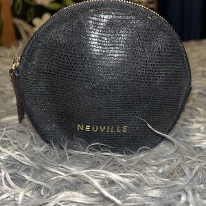 NEUVILLE Metallic Black Round Coin Purse